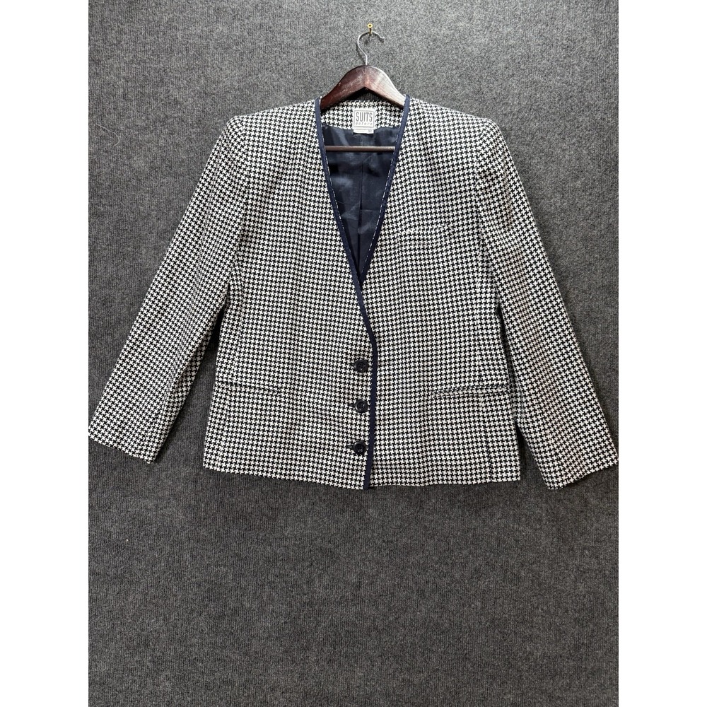 Vintage Suits Galore Women's Houndstooth Blazer 3 Button